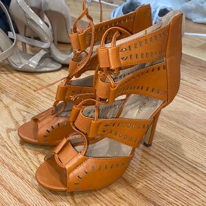 Camel heeled sandals